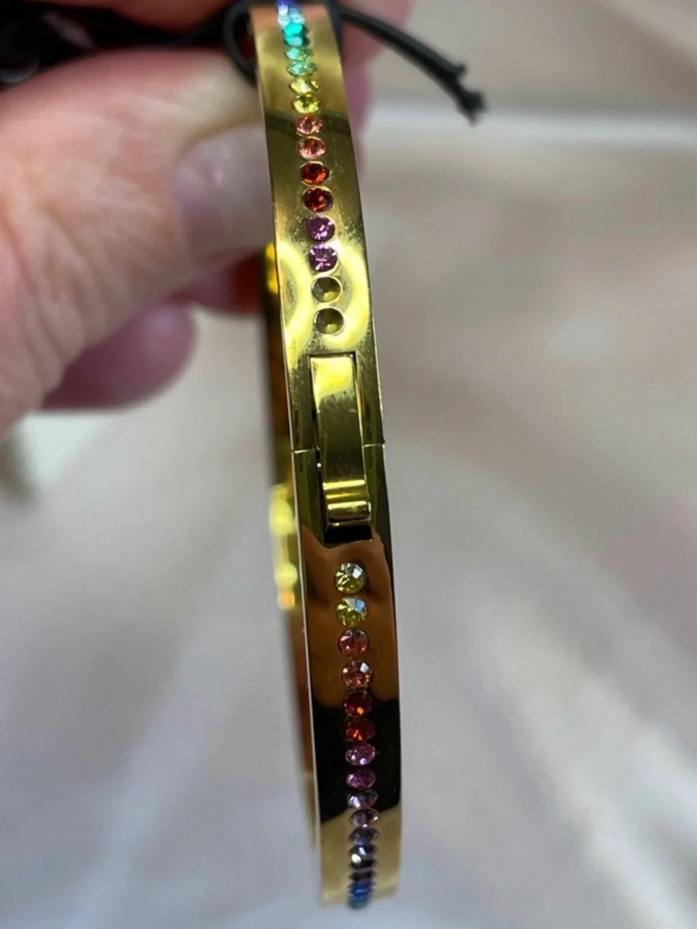 Kate Spade Ring It Up Gold Tone Pave Hinged Bangle Multicolored Bracelet - NWT - Picture 10 of 11